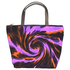 Swirl Black Purple Orange Bucket Bags by BrightVibesDesign