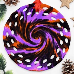 Swirl Black Purple Orange Ornament (round Filigree) by BrightVibesDesign