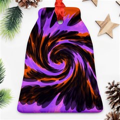 Swirl Black Purple Orange Bell Ornament (two Sides) by BrightVibesDesign