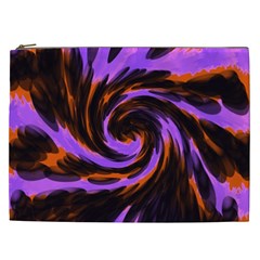 Swirl Black Purple Orange Cosmetic Bag (xxl)  by BrightVibesDesign