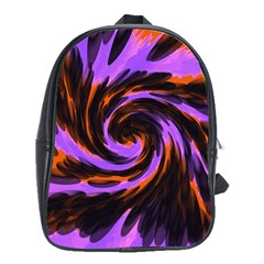 Swirl Black Purple Orange School Bag (xl) by BrightVibesDesign