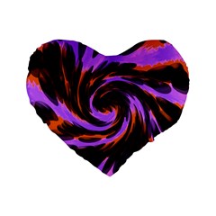 Swirl Black Purple Orange Standard 16  Premium Heart Shape Cushions by BrightVibesDesign