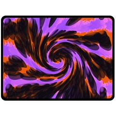 Swirl Black Purple Orange Double Sided Fleece Blanket (large)  by BrightVibesDesign