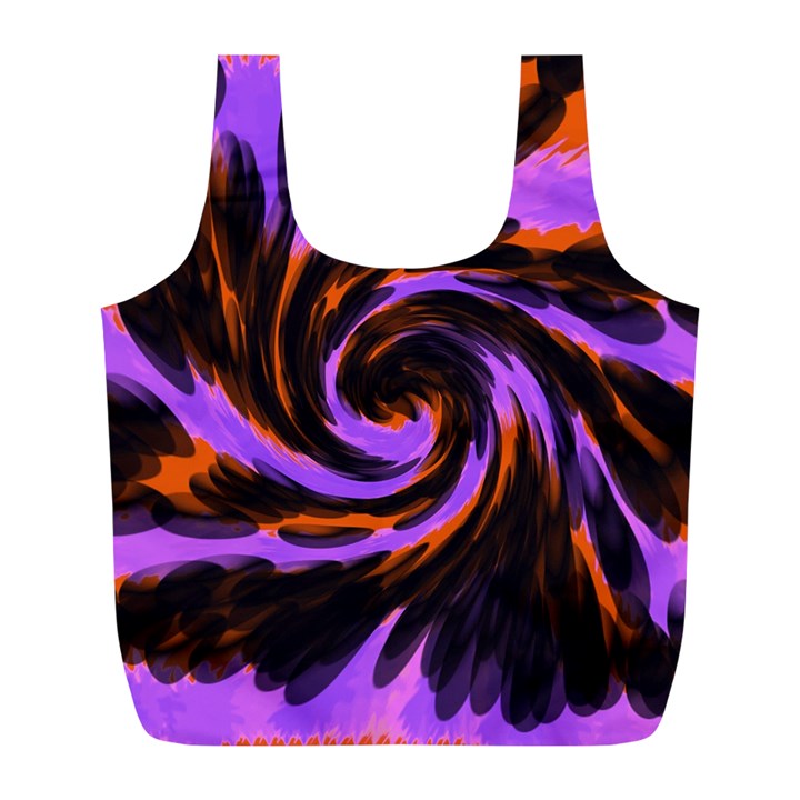 Swirl Black Purple Orange Full Print Recycle Bags (L) 