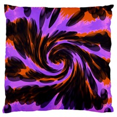 Swirl Black Purple Orange Large Flano Cushion Case (two Sides) by BrightVibesDesign