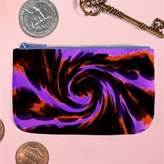 Swirl Black Purple Orange Large Coin Purse by BrightVibesDesign