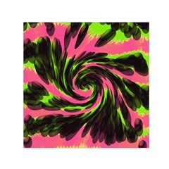 Swirl Black Pink Green Small Satin Scarf (square) by BrightVibesDesign