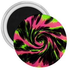 Swirl Black Pink Green 3  Magnets by BrightVibesDesign