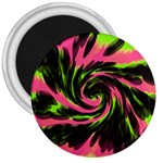 Swirl Black Pink Green 3  Magnets Front