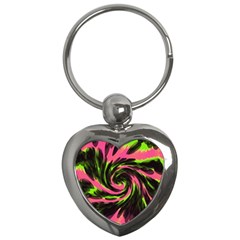 Swirl Black Pink Green Key Chains (heart)  by BrightVibesDesign