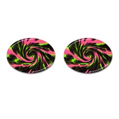 Swirl Black Pink Green Cufflinks (oval) by BrightVibesDesign