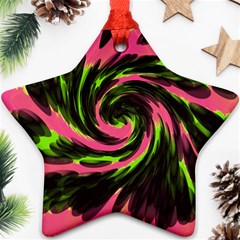 Swirl Black Pink Green Star Ornament (two Sides) by BrightVibesDesign