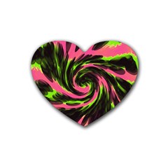 Swirl Black Pink Green Heart Coaster (4 Pack)  by BrightVibesDesign