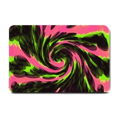 Swirl Black Pink Green Small Doormat  by BrightVibesDesign