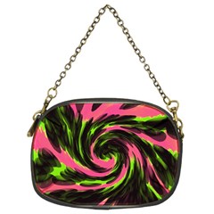 Swirl Black Pink Green Chain Purses (two Sides)  by BrightVibesDesign