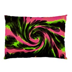 Swirl Black Pink Green Pillow Case by BrightVibesDesign