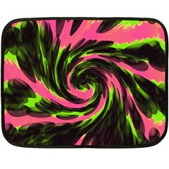 Swirl Black Pink Green Fleece Blanket (mini) by BrightVibesDesign