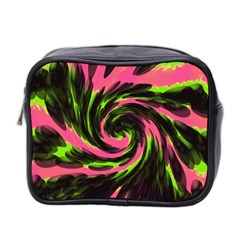 Swirl Black Pink Green Mini Toiletries Bag 2-side by BrightVibesDesign