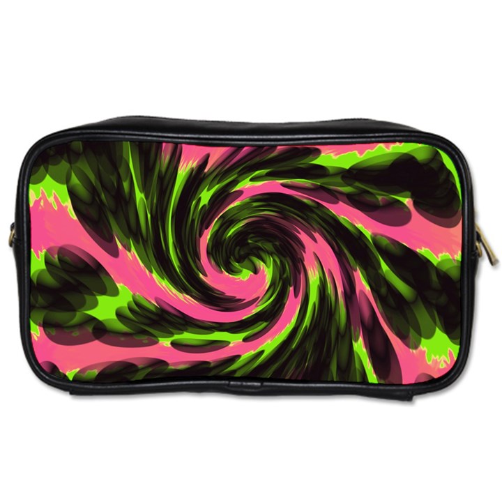 Swirl Black Pink Green Toiletries Bags