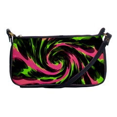 Swirl Black Pink Green Shoulder Clutch Bags by BrightVibesDesign