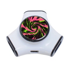 Swirl Black Pink Green 3-port Usb Hub by BrightVibesDesign