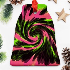 Swirl Black Pink Green Bell Ornament (two Sides) by BrightVibesDesign