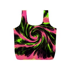 Swirl Black Pink Green Full Print Recycle Bags (s)  by BrightVibesDesign