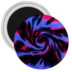 Swirl Black Blue Pink 3  Magnets by BrightVibesDesign