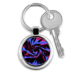 Swirl Black Blue Pink Key Chains (round)  by BrightVibesDesign