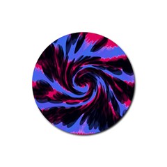 Swirl Black Blue Pink Rubber Round Coaster (4 Pack)  by BrightVibesDesign