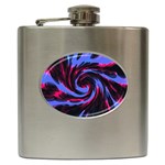 Swirl Black Blue Pink Hip Flask (6 oz) Front