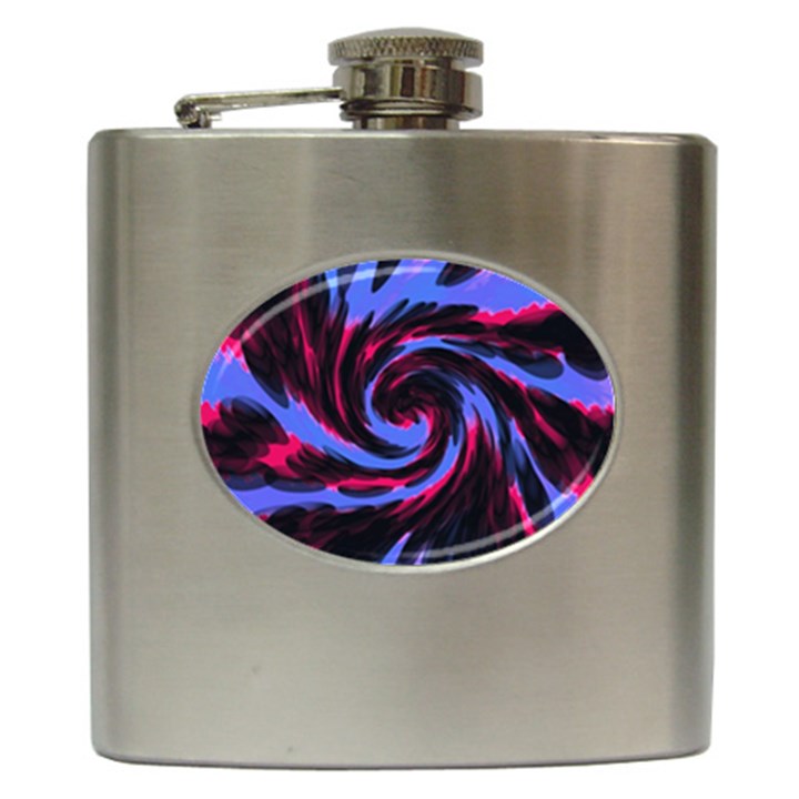 Swirl Black Blue Pink Hip Flask (6 oz)