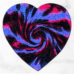 Swirl Black Blue Pink Jigsaw Puzzle (heart) by BrightVibesDesign