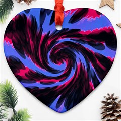 Swirl Black Blue Pink Heart Ornament (two Sides) by BrightVibesDesign