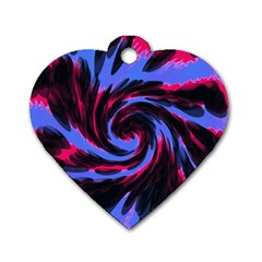 Swirl Black Blue Pink Dog Tag Heart (one Side) by BrightVibesDesign