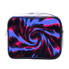 Swirl Black Blue Pink Mini Toiletries Bags by BrightVibesDesign