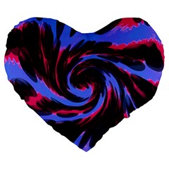 Swirl Black Blue Pink Large 19  Premium Heart Shape Cushions by BrightVibesDesign