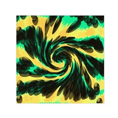 Swirl Black Yellow Green Small Satin Scarf (square) by BrightVibesDesign