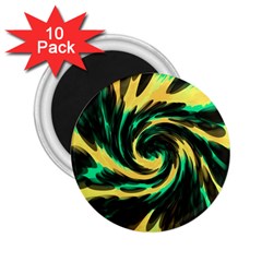 Swirl Black Yellow Green 2 25  Magnets (10 Pack)  by BrightVibesDesign