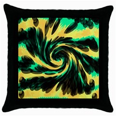 Swirl Black Yellow Green Throw Pillow Case (black) by BrightVibesDesign