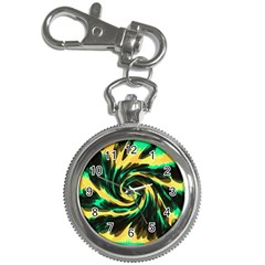 Swirl Black Yellow Green Key Chain Watches by BrightVibesDesign