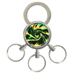 Swirl Black Yellow Green 3-ring Key Chains by BrightVibesDesign