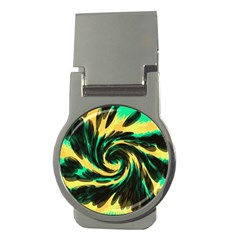 Swirl Black Yellow Green Money Clips (round)  by BrightVibesDesign