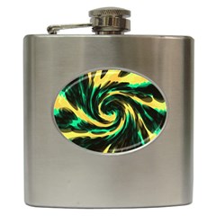 Swirl Black Yellow Green Hip Flask (6 Oz) by BrightVibesDesign