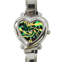 Swirl Black Yellow Green Heart Italian Charm Watch by BrightVibesDesign