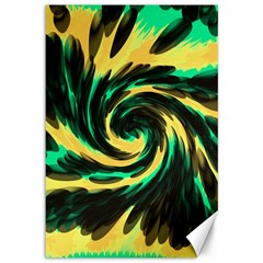 Swirl Black Yellow Green Canvas 12  X 18   by BrightVibesDesign