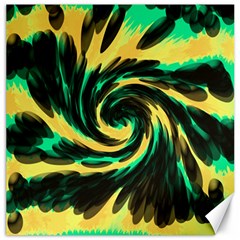 Swirl Black Yellow Green Canvas 16  X 16   by BrightVibesDesign