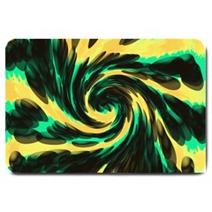 Swirl Black Yellow Green Large Doormat  by BrightVibesDesign