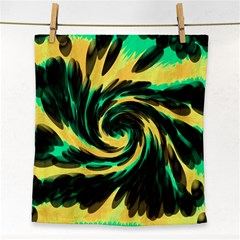 Swirl Black Yellow Green Face Towel by BrightVibesDesign