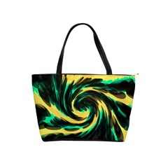 Swirl Black Yellow Green Shoulder Handbags by BrightVibesDesign